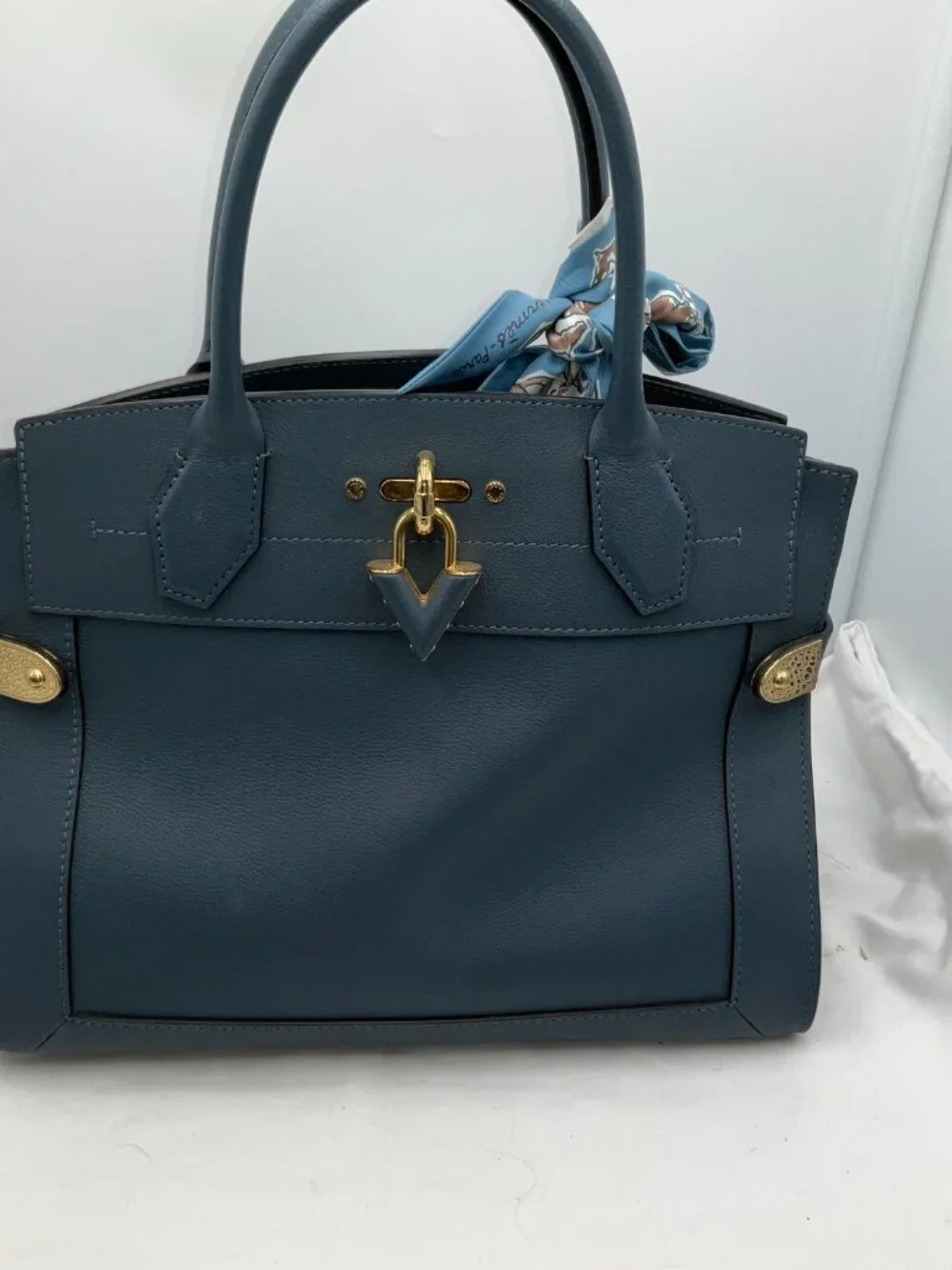 Louis Vuitton Blue Demin Leather Steamer M21249 MM Excellent Condition Receipt